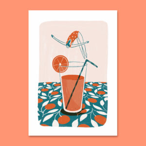 Illustration amusante et poétique qui rappelle la mer et l'été