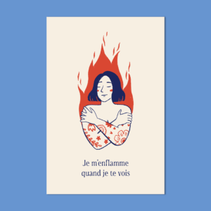 Illustration en bichromie d'une expression francaise sur l'amour