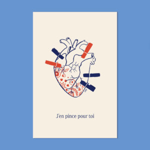 illustration en bichromie, j'en pince pour toi