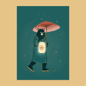 Illustration d'un ours Japonais en kimono